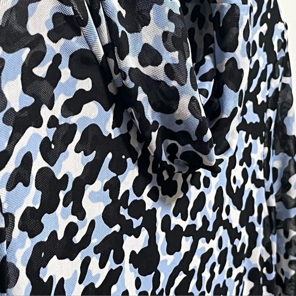 White House Black Market Chic blue Long Sleeve edgy sheer Mesh cowl Turtleneck - Picture 2 of 8